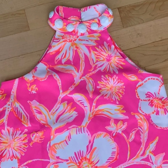 Lilly Pulitzer Alli Prosecco Pink Floral Halter Swing Dress - Picture 6 of 14